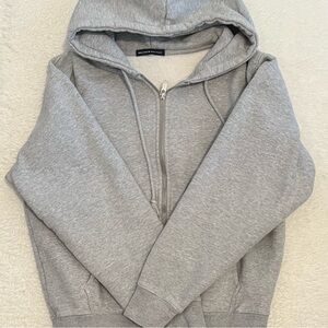 Brandy Melville Light Gray Zip-Up Jacket